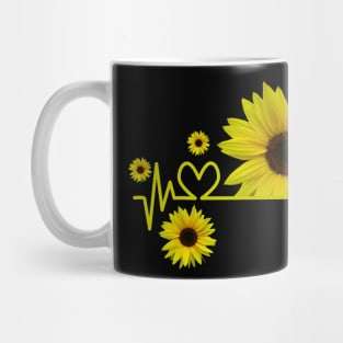 sunflower, heartbeat, heart, bloom, sunflowerfield Mug